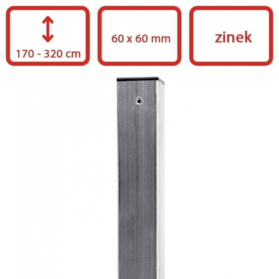 Obrázek z Čtyřhranný pozinkovaný sloupek 60 x 60 mm