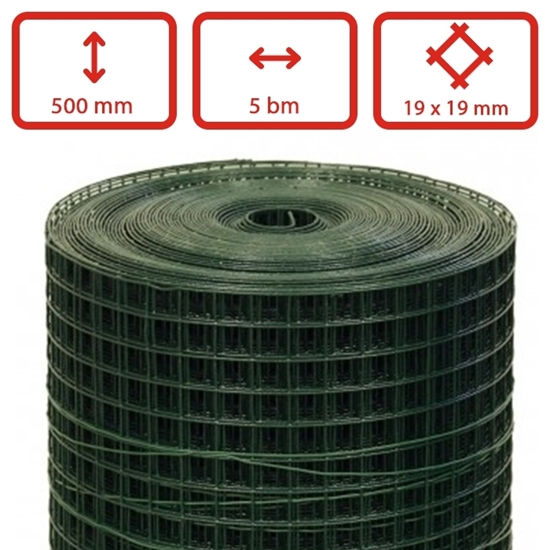 Obrázek z Svařovaná síť Zn + PVC oko 19 x 19 mm, role 5 m, výška 500 mm